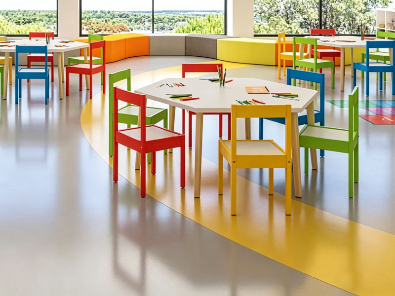 GEMMANEW PVC Heterogeneous Sheet Flooring — WEGO series, slip-resistant, fire-retardant, wear-resistant, for healthcare and education applications